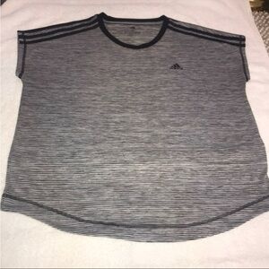 adidas Black and White Striped Athletic Tee